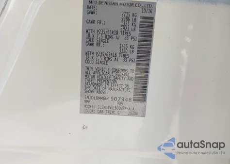 2017 Infiniti Qx60 из США, поврежденный, VIN 5N1DL0MM6HC507948